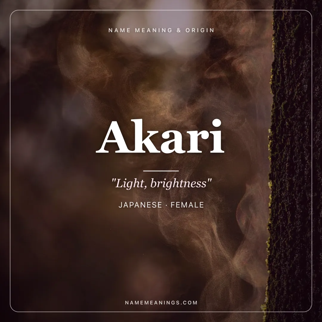 Akari name meaning "Light, brightness" - Japanese female name share card | NameMeanings