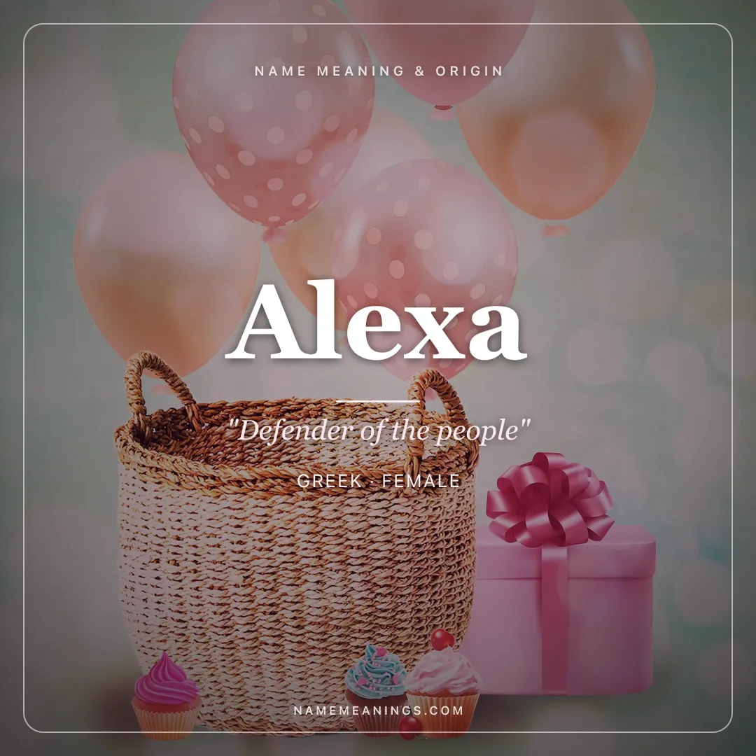Alexa name meaning "Defender of the people" - Greek female name share card | NameMeanings