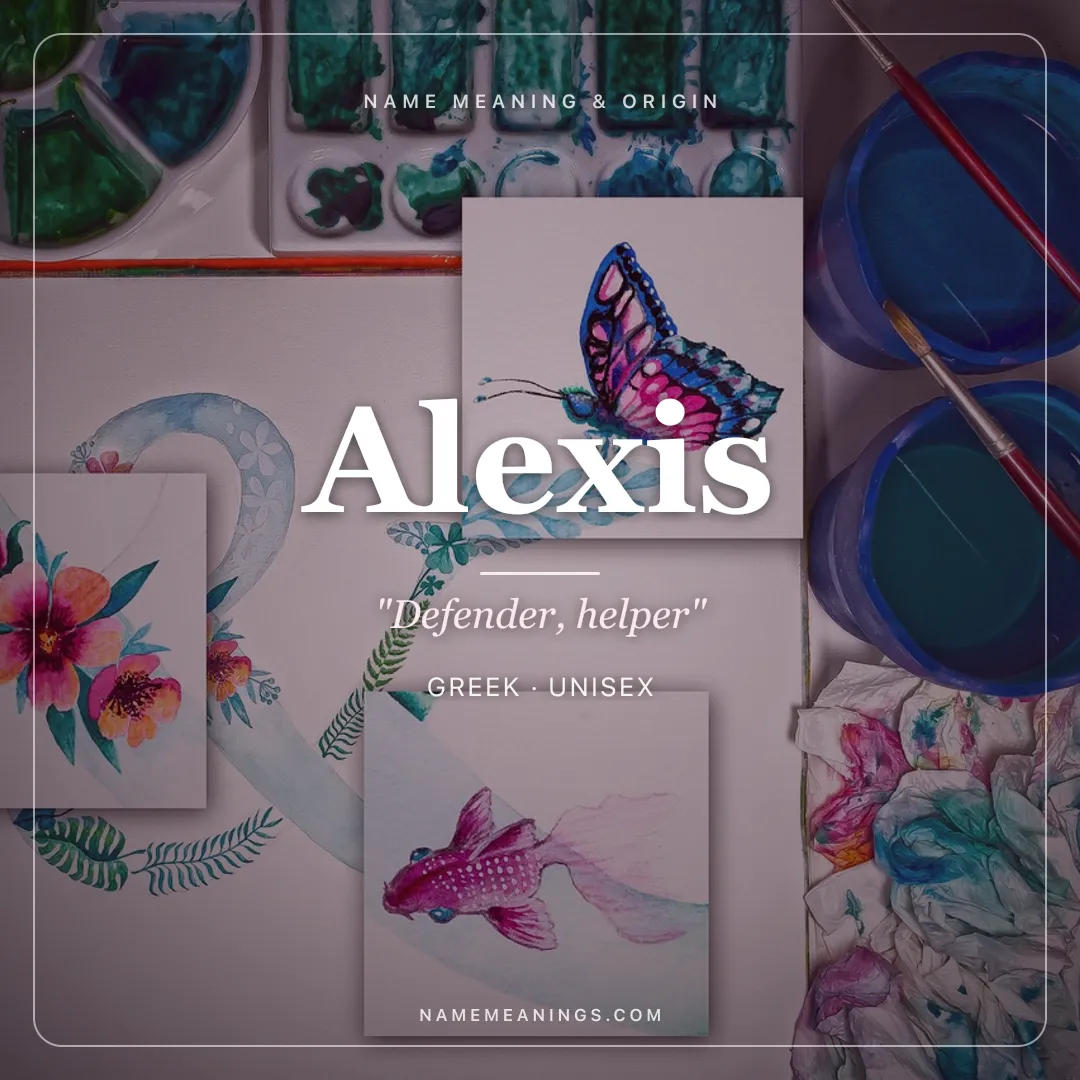 Alexis name meaning "Defender, helper" - Greek unisex name share card | NameMeanings