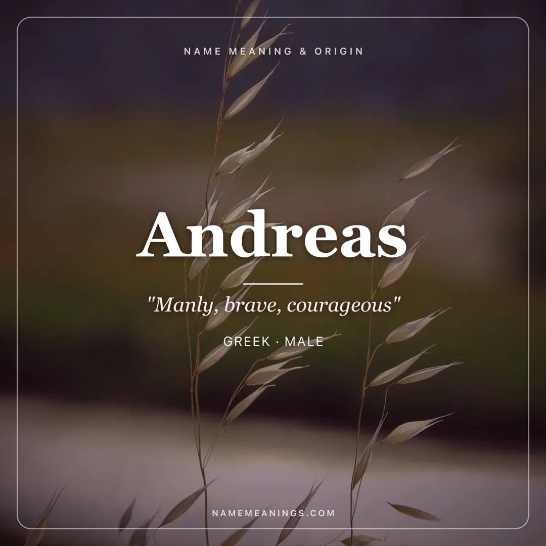 Andreas name meaning "Manly, brave, courageous" - Greek male name share card | NameMeanings
