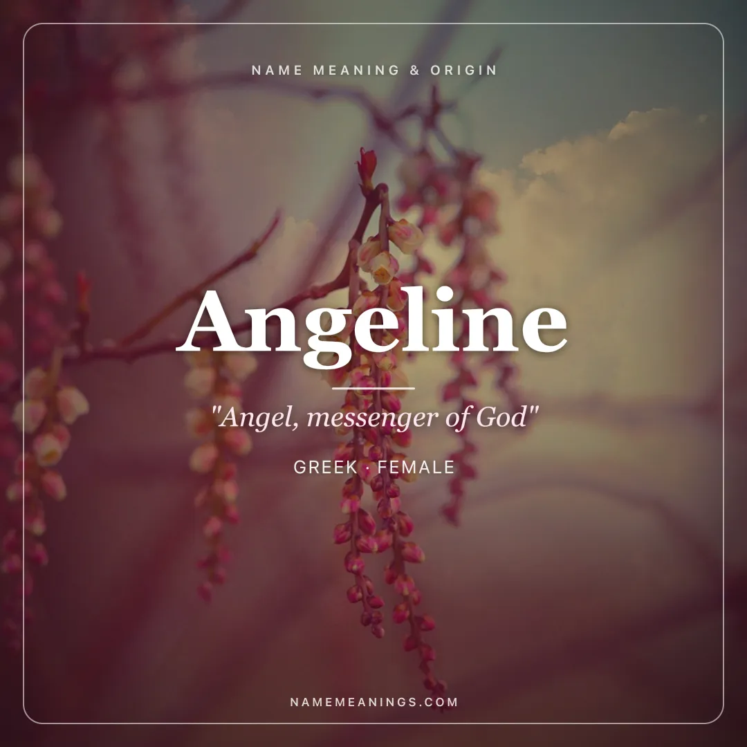 Angeline name meaning "Angel, messenger of God" - Greek female name share card | NameMeanings