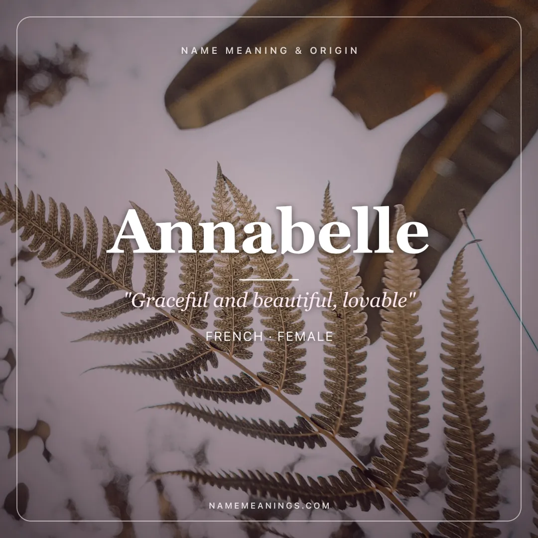 Annabelle name meaning "Graceful and beautiful, lovable" - French, Latin female name share card | NameMeanings