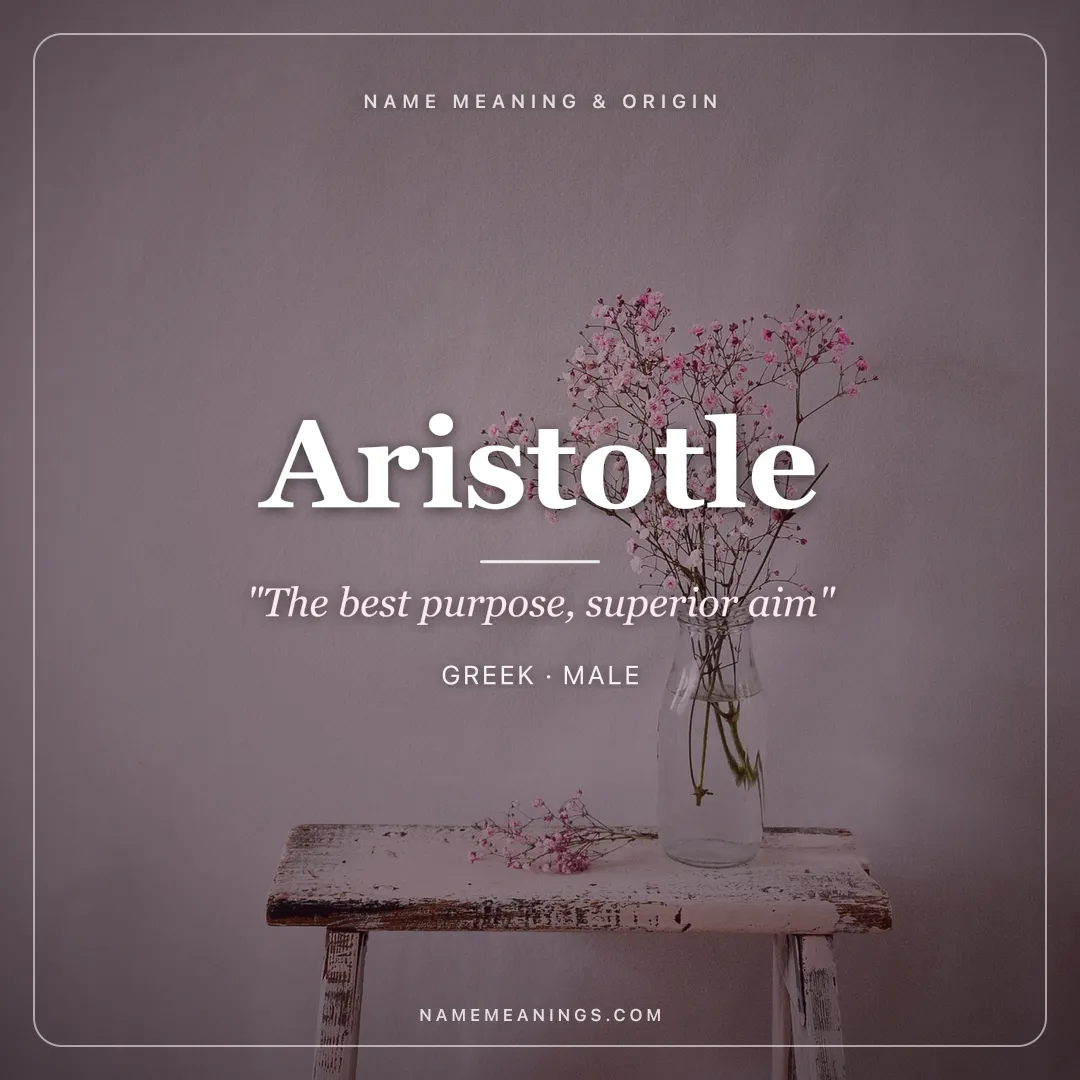 Aristotle name meaning "The best purpose, superior aim" - Greek male name share card | NameMeanings