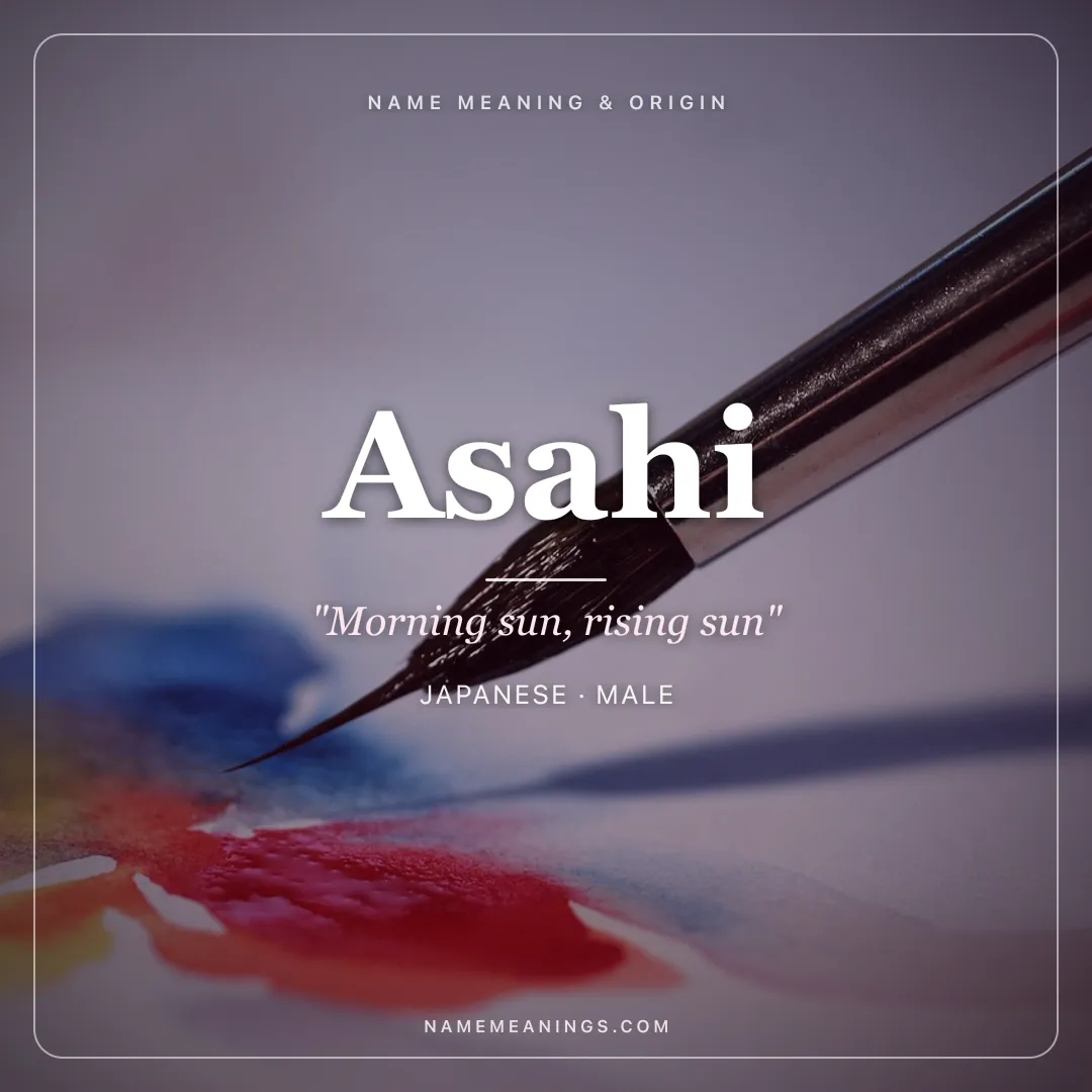 Asahi name meaning "Morning sun, rising sun" - Japanese male name share card | NameMeanings