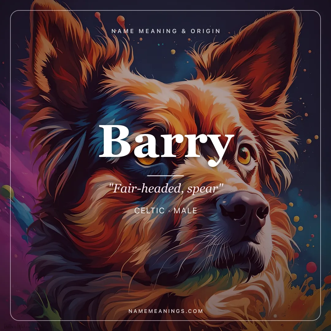 Barry name meaning "Fair-headed, spear" - Celtic male name share card | NameMeanings