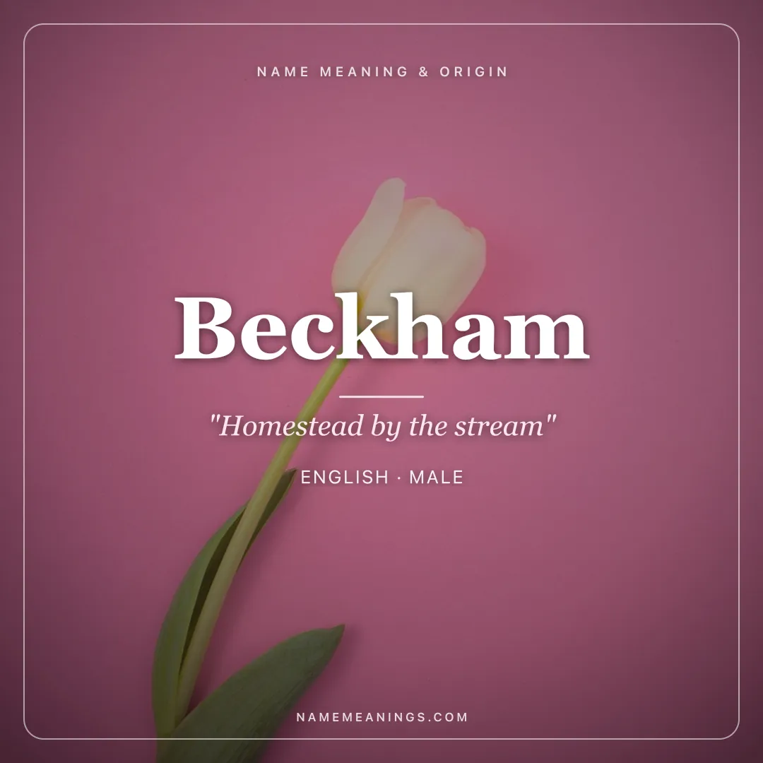 Beckham name meaning "Homestead by the stream" - English male name share card | NameMeanings