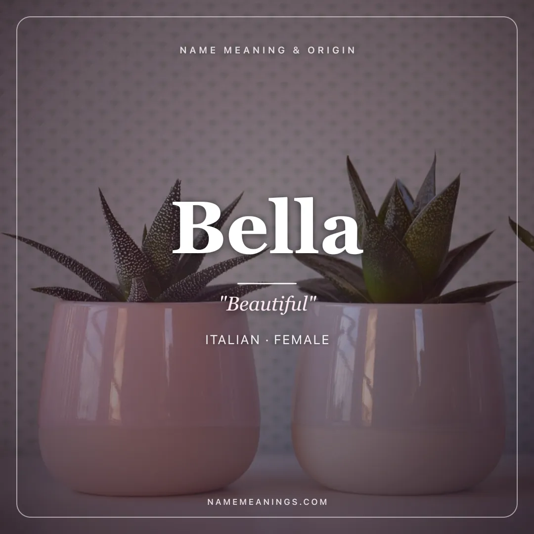 Bella name meaning "Beautiful" - Italian, Latin female name share card | NameMeanings