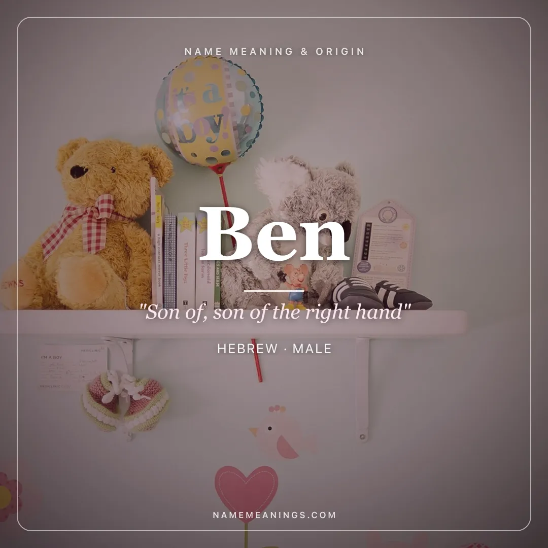 Ben name meaning "Son of, son of the right hand" - Hebrew male name share card | NameMeanings