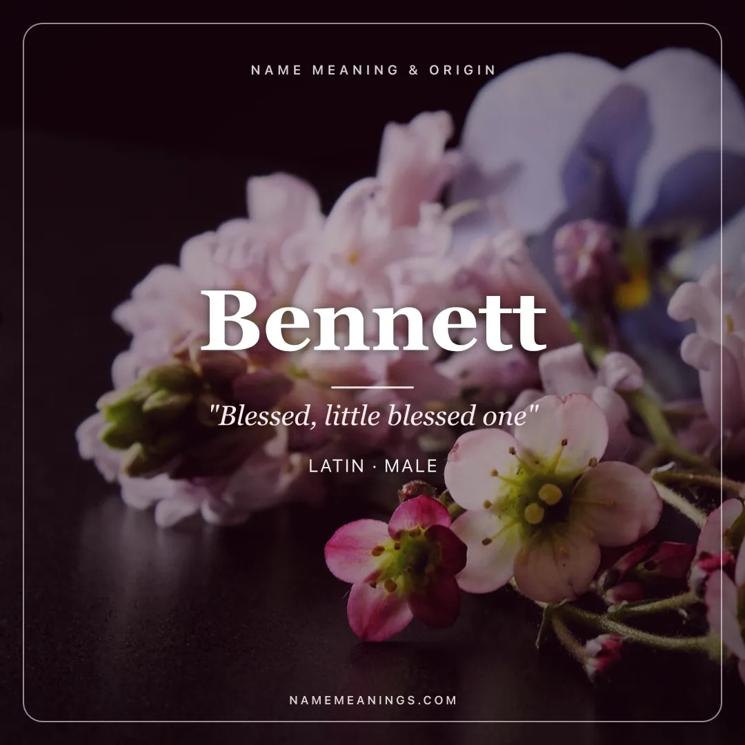 Bennett name meaning "Blessed, little blessed one" - Latin male name share card | NameMeanings