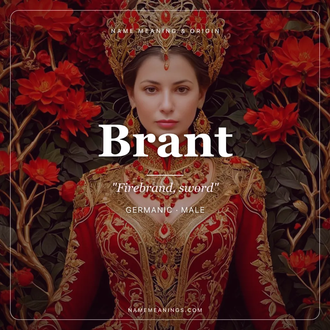 Brant name meaning "Firebrand, sword" - Germanic male name share card | NameMeanings