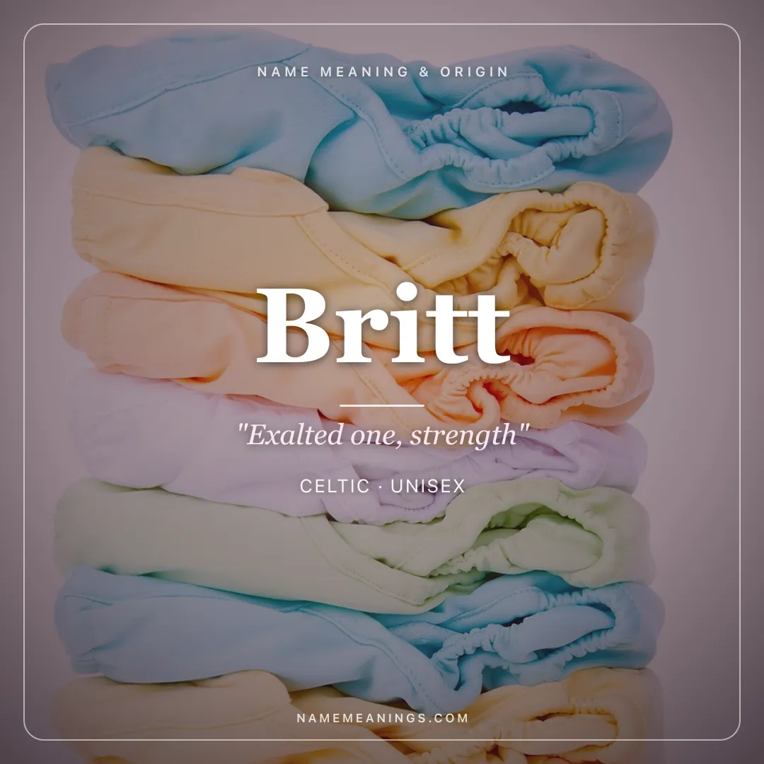 Britt name meaning "Exalted one, strength" - Celtic unisex name share card | NameMeanings