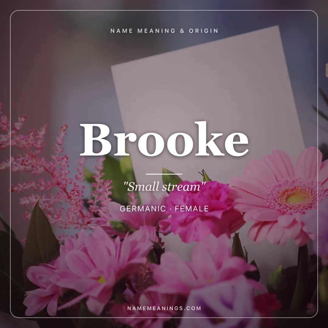 Brooke name meaning "Small stream" - Germanic female name share card | NameMeanings