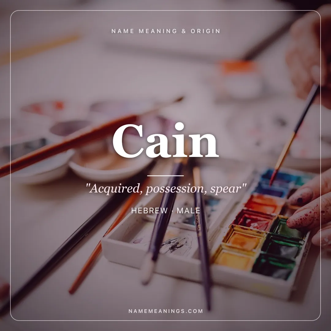 Cain name meaning "Acquired, possession, spear" - Hebrew male name share card | NameMeanings