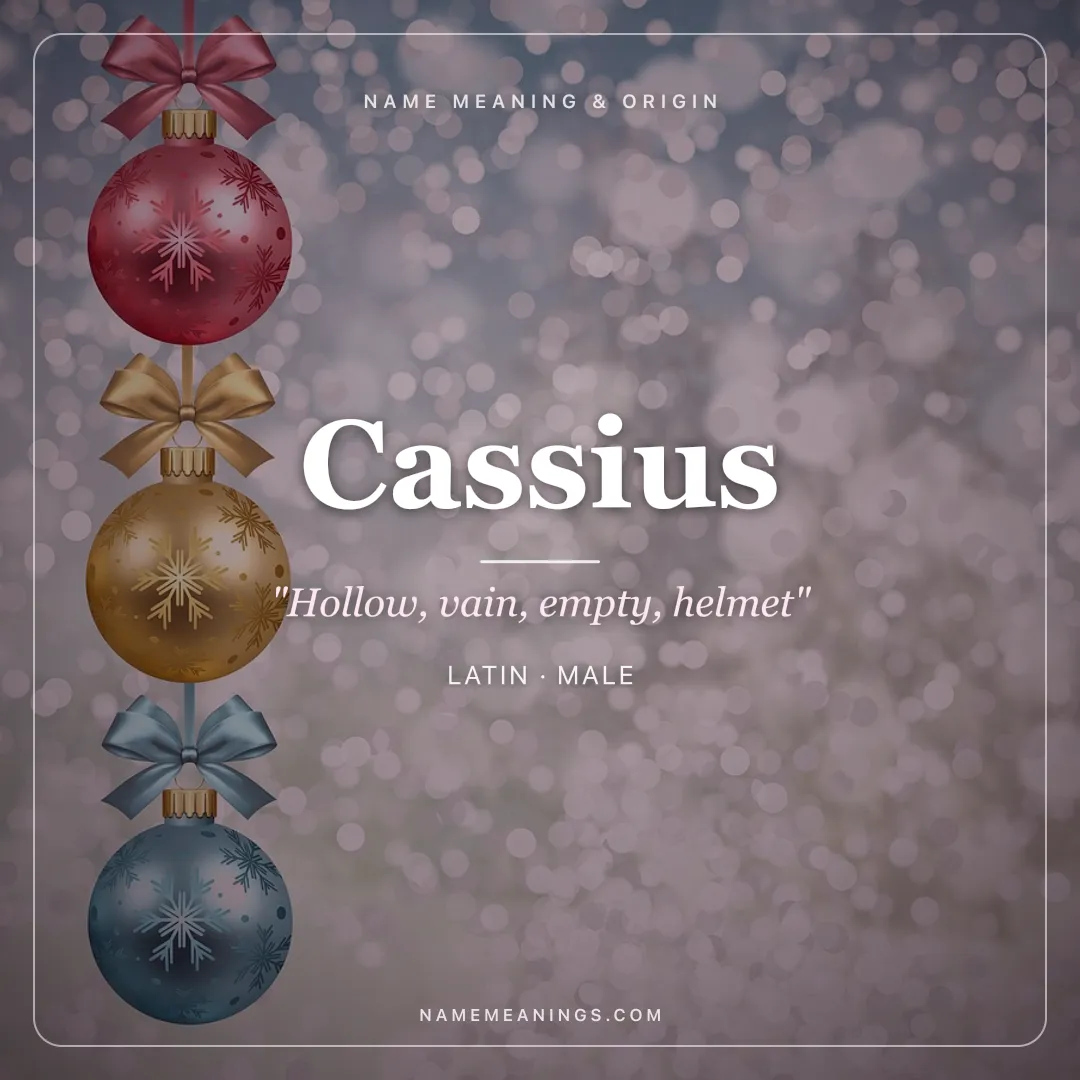 Cassius name meaning "Hollow, vain, empty, helmet" - Latin male name share card | NameMeanings