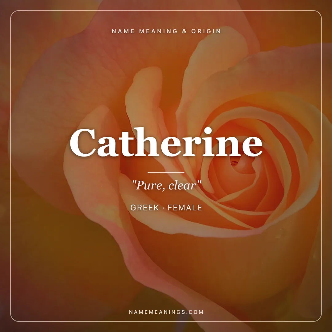 Catherine name meaning "Pure, clear" - Greek female name share card | NameMeanings