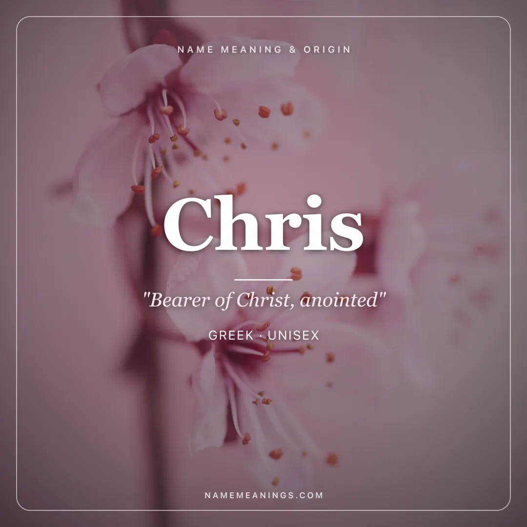Chris name meaning "Bearer of Christ, anointed" - Greek unisex name share card | NameMeanings