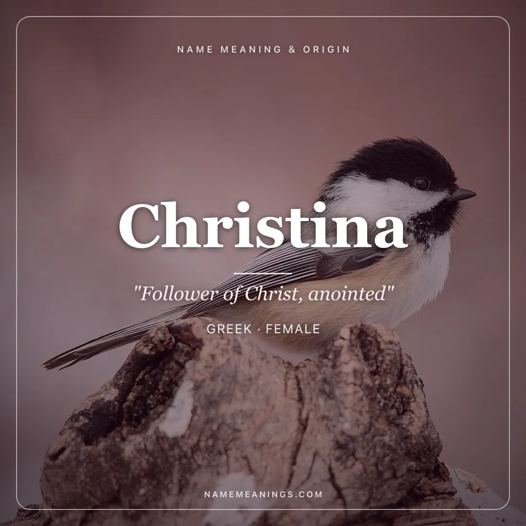 Christina name meaning "Follower of Christ, anointed" - Greek, Latin female name share card | NameMeanings