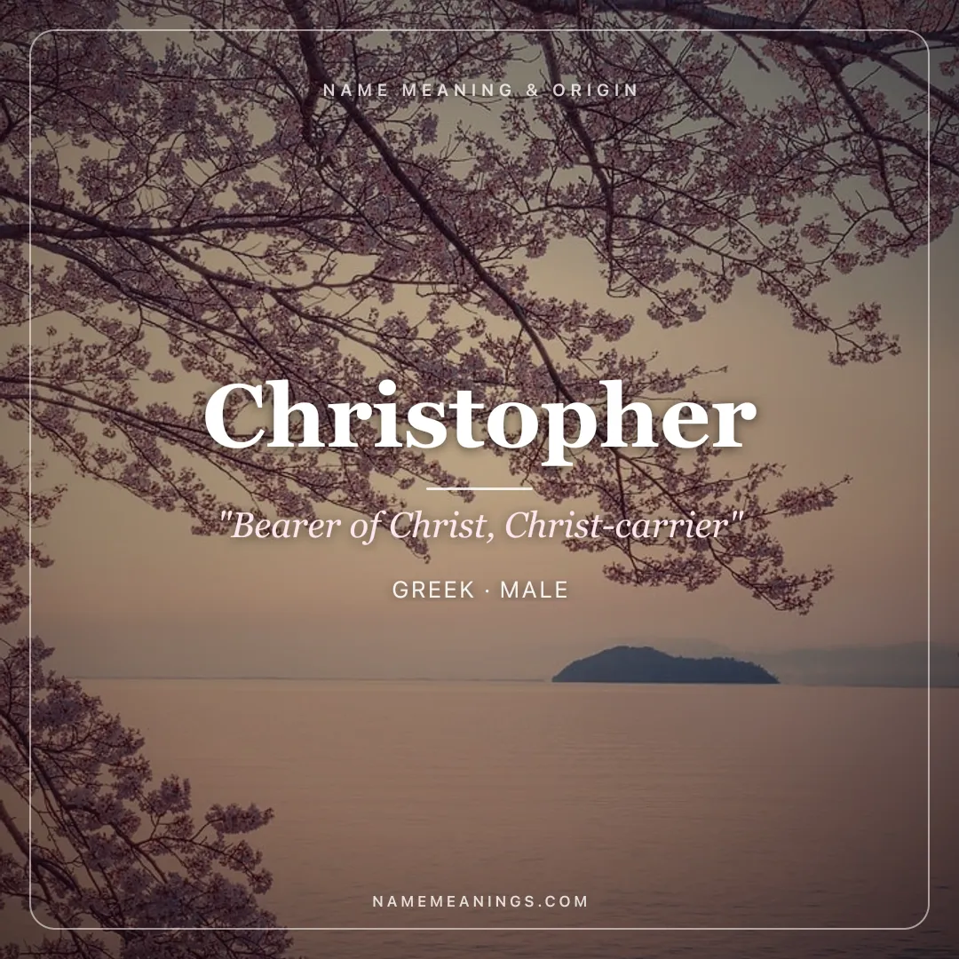 Christopher name meaning "Bearer of Christ, Christ-carrier" - Greek male name share card | NameMeanings