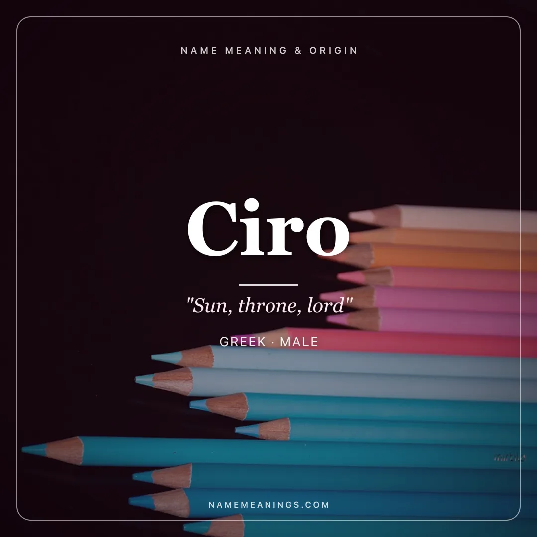 Ciro name meaning "Sun, throne, lord" - Greek male name share card | NameMeanings