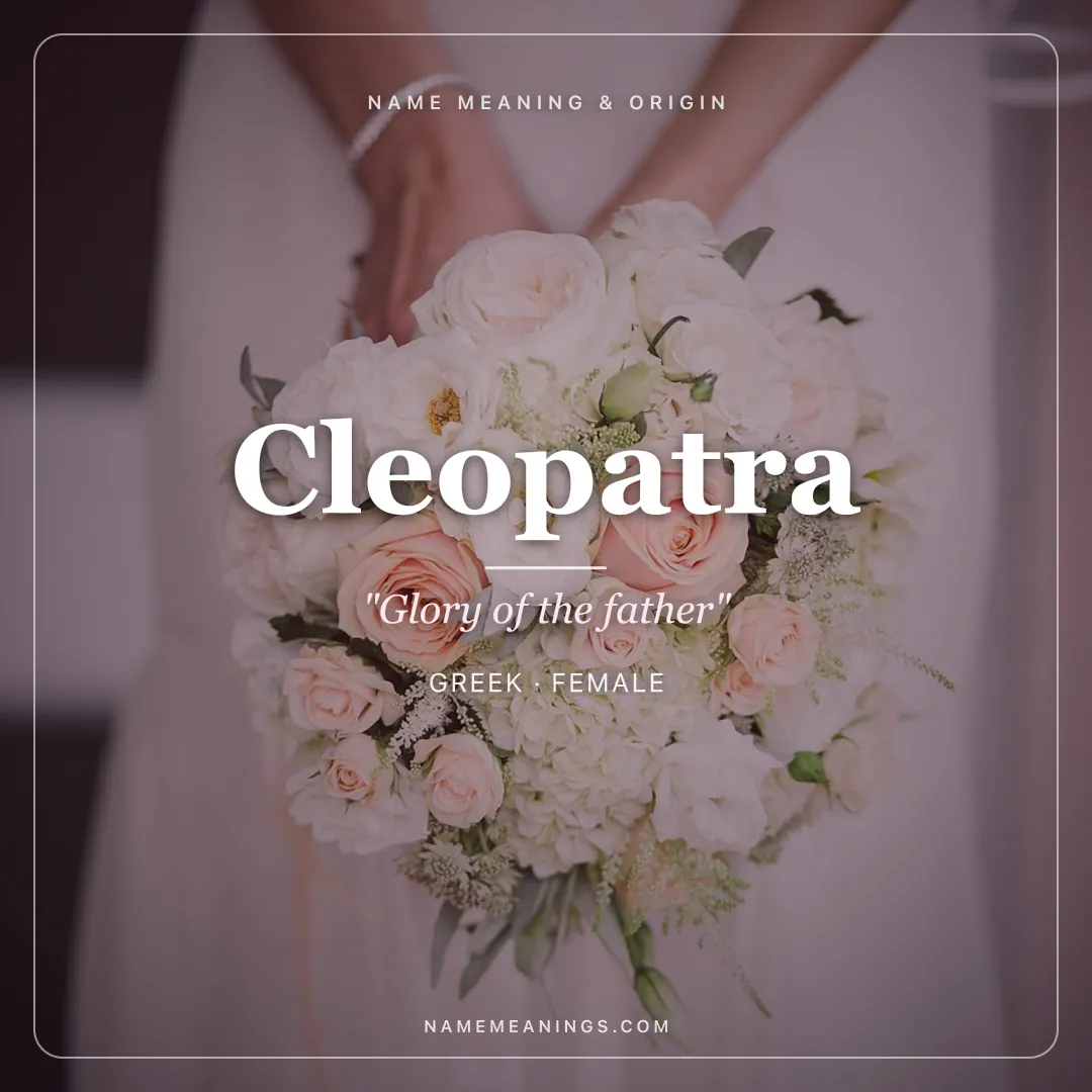 Cleopatra name meaning "Glory of the father" - Greek female name share card | NameMeanings