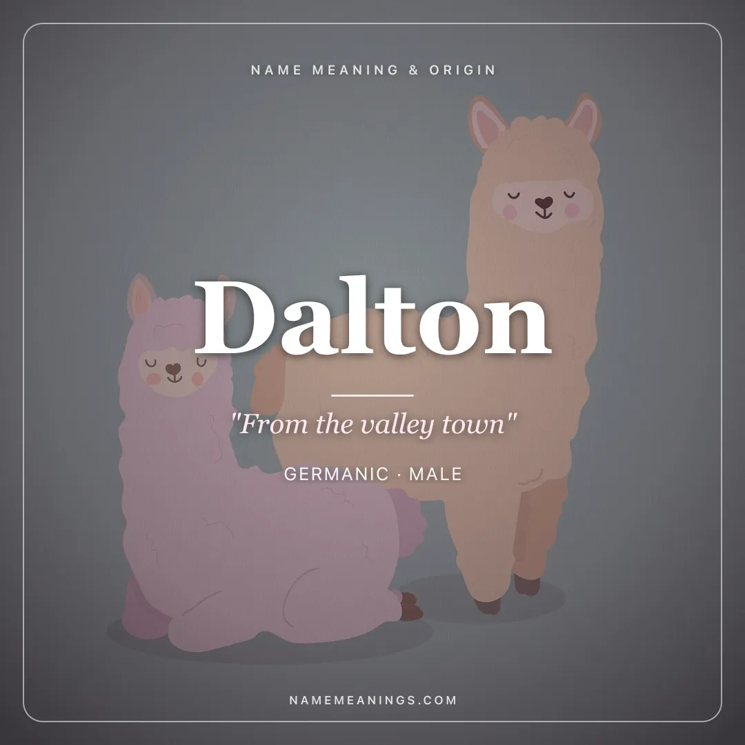 Dalton name meaning "From the valley town" - Germanic male name share card | NameMeanings