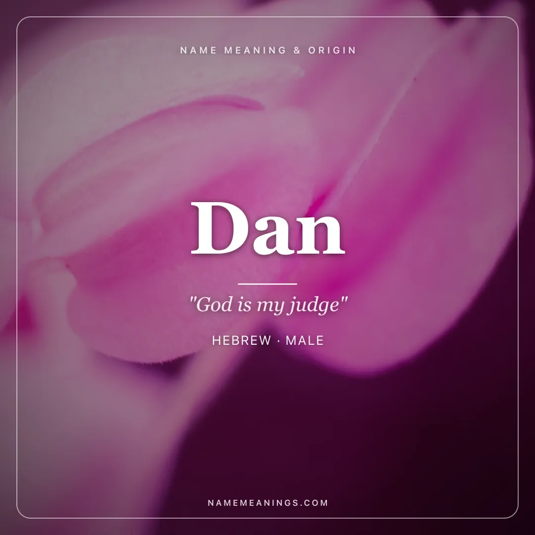 Dan name meaning "God is my judge" - Hebrew male name share card | NameMeanings