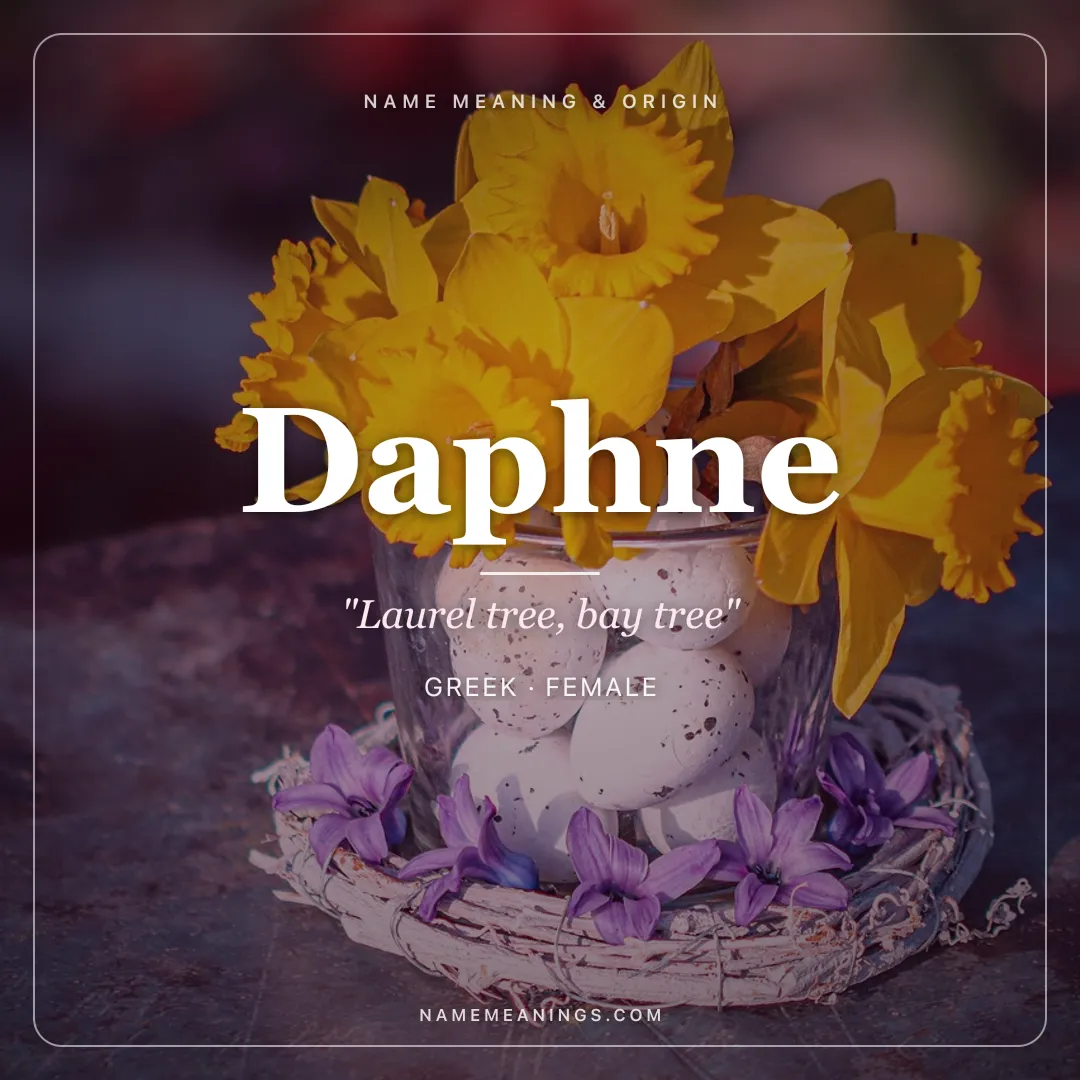 Daphne name meaning "Laurel tree, bay tree" - Greek female name share card | NameMeanings