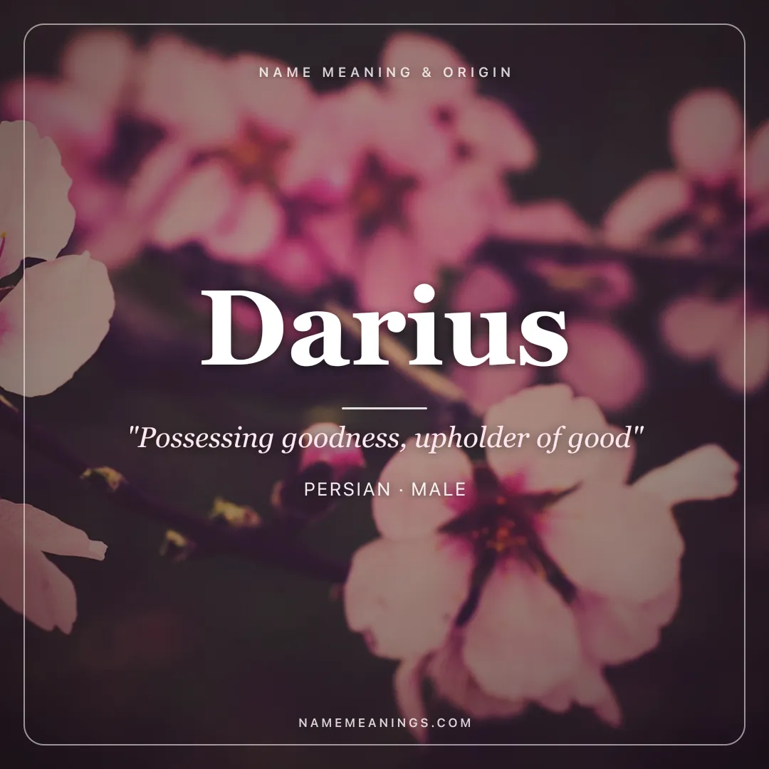 Darius name meaning "Possessing goodness, upholder of good" - Persian male name share card | NameMeanings