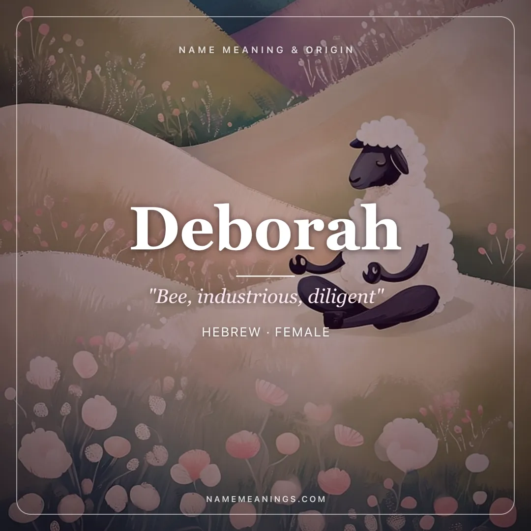 Deborah name meaning "Bee, industrious, diligent" - Hebrew female name share card | NameMeanings