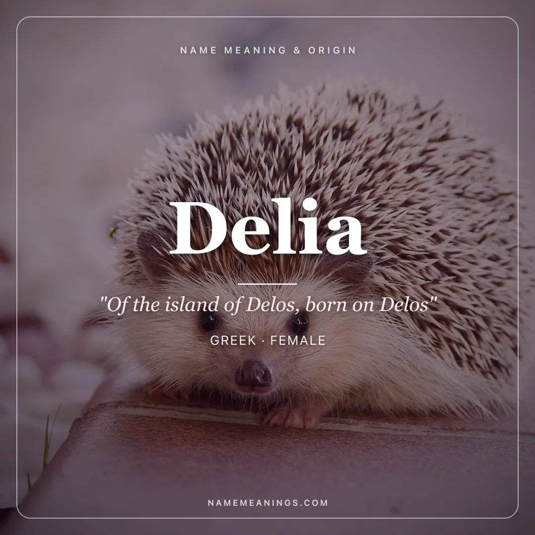Delia name meaning "Of the island of Delos, born on Delos" - Greek female name share card | NameMeanings