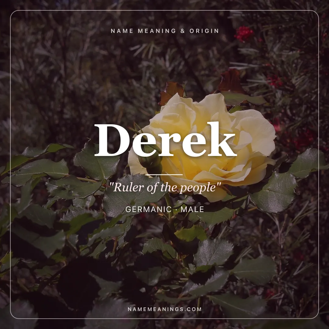 Derek name meaning "Ruler of the people" - Germanic male name share card | NameMeanings