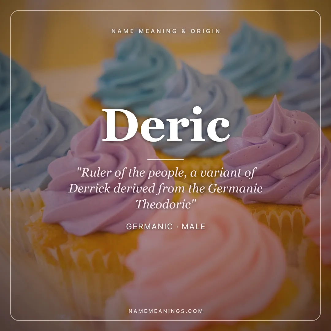 Deric name meaning "Ruler of the people, a variant of Derrick derived from the Germanic Theodoric" - Germanic male name share card | NameMeanings