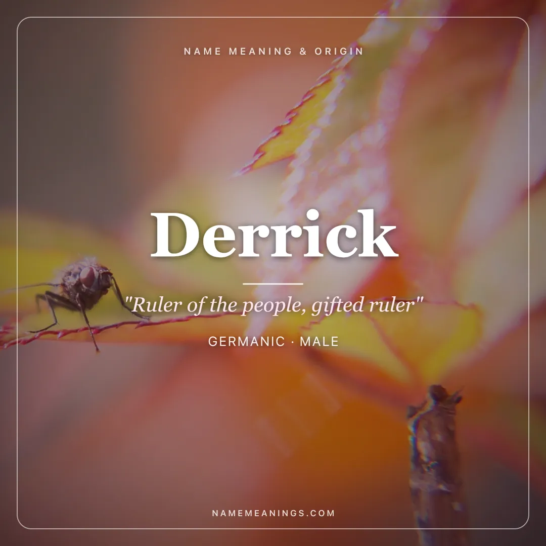 Derrick name meaning "Ruler of the people, gifted ruler" - Germanic male name share card | NameMeanings