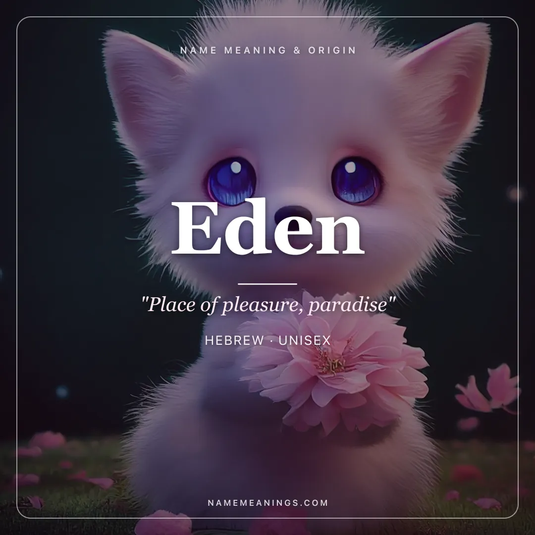 Eden name meaning "Place of pleasure, paradise" - Hebrew unisex name share card | NameMeanings