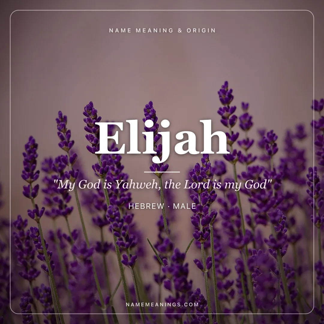 Elijah name meaning "My God is Yahweh, the Lord is my God" - Hebrew male name share card | NameMeanings