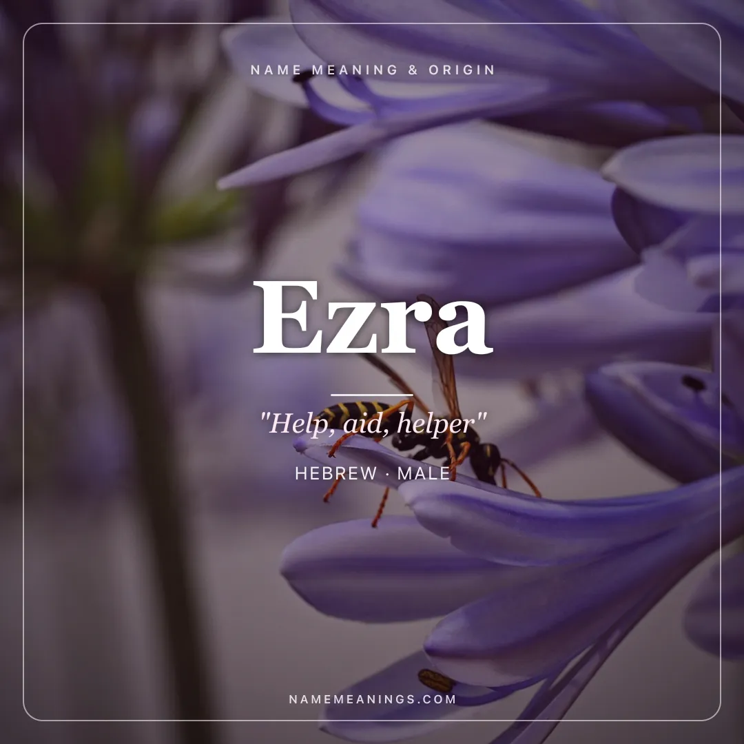 Ezra name meaning "Help, aid, helper" - Hebrew male name share card | NameMeanings