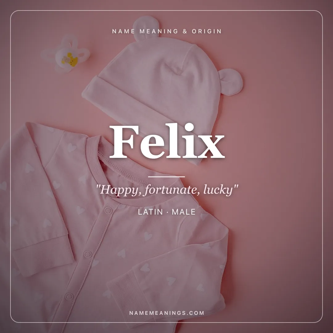 Felix name meaning "Happy, fortunate, lucky" - Latin male name share card | NameMeanings