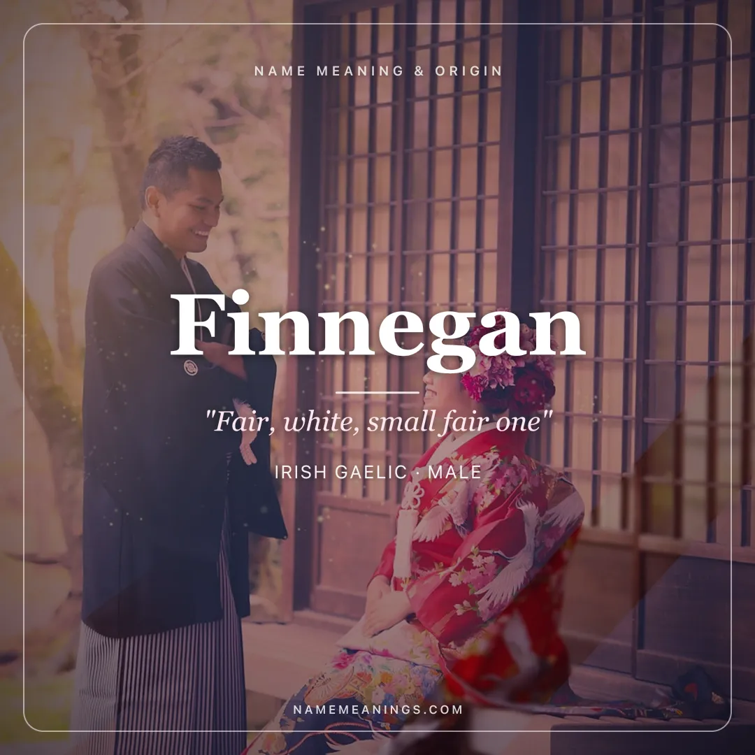 Finnegan name meaning "Fair, white, small fair one" - Irish Gaelic male name share card | NameMeanings