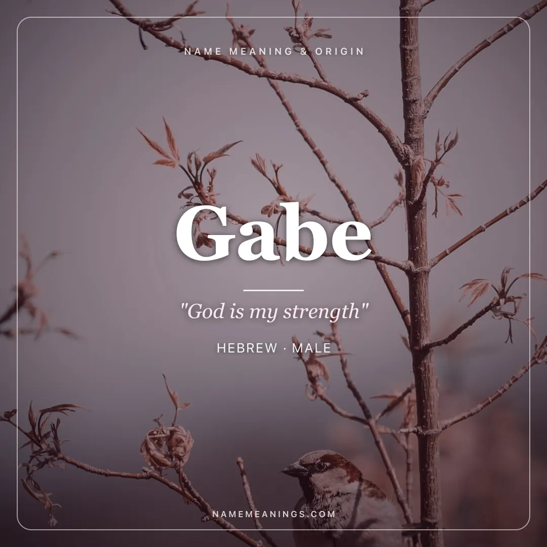 Gabe name meaning "God is my strength" - Hebrew male name share card | NameMeanings