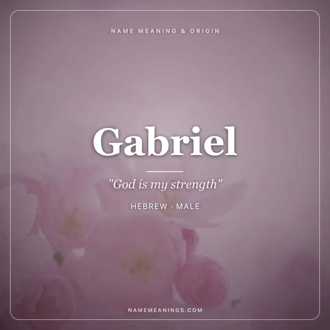 Gabriel name meaning "God is my strength" - Hebrew male name share card | NameMeanings