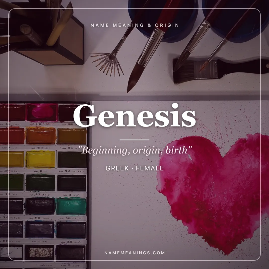 Genesis name meaning "Beginning, origin, birth" - Greek, Hebrew female name share card | NameMeanings