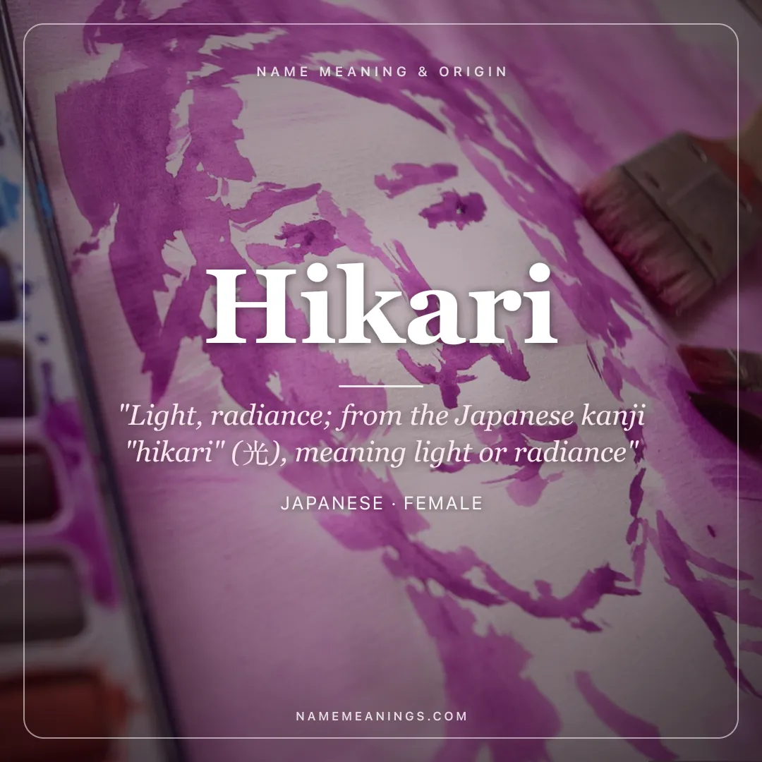 Hikari name meaning "Light, radiance; from the Japanese kanji "hikari" (光), meaning light or radiance" - Japanese female name share card | NameMeanings
