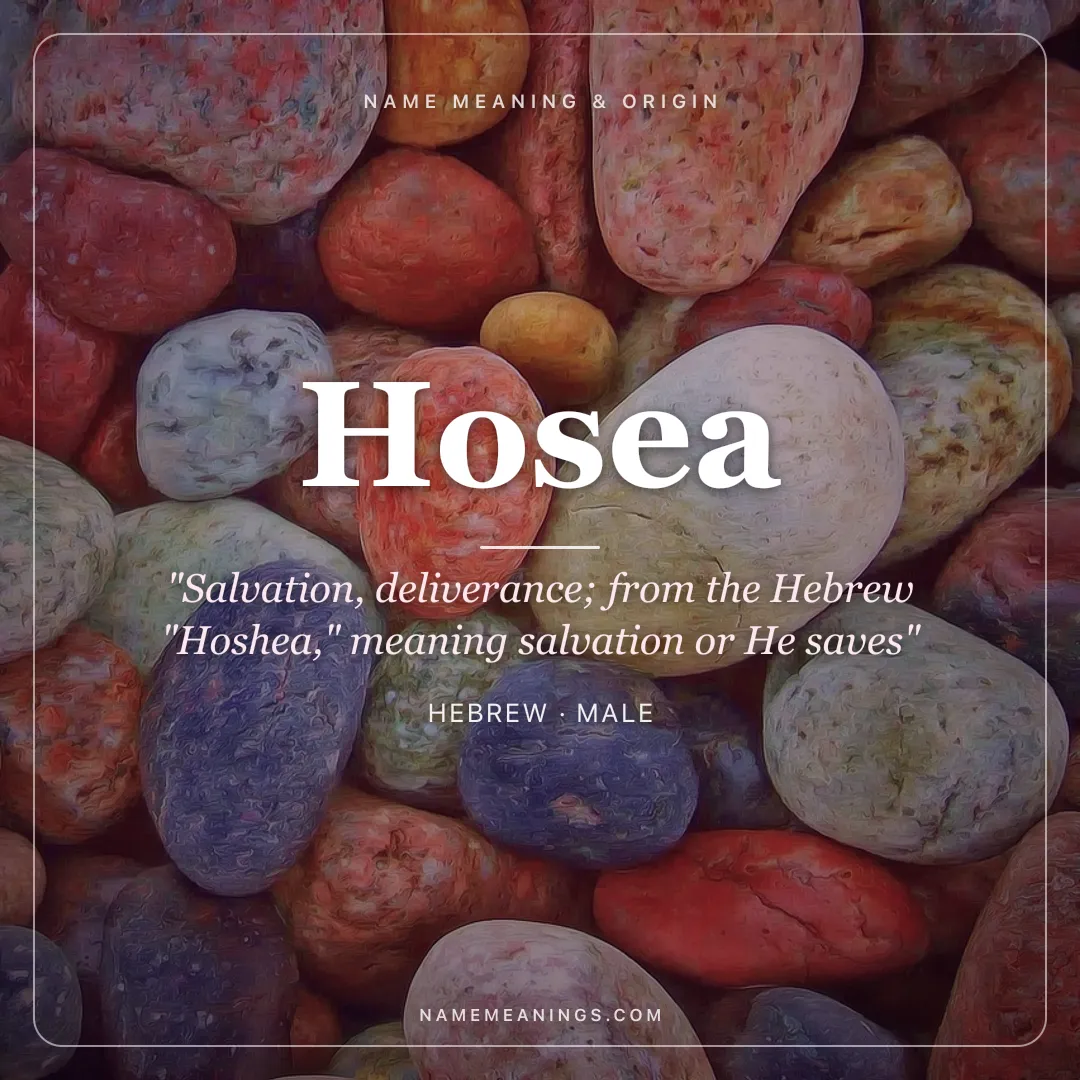 Hosea name meaning "Salvation, deliverance; from the Hebrew "Hoshea," meaning salvation or He saves" - Hebrew male name share card | NameMeanings