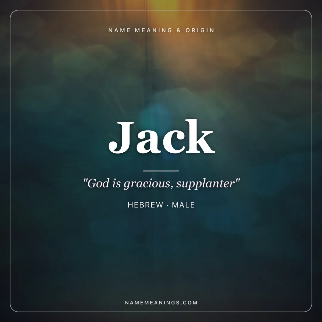 Jack name meaning "God is gracious, supplanter" - Hebrew, English male name share card | NameMeanings