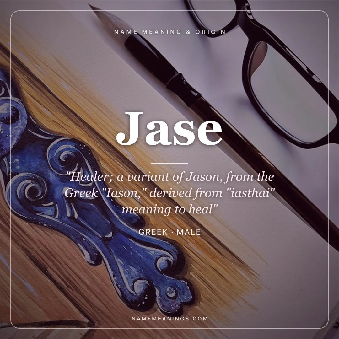 Jase name meaning "Healer; a variant of Jason, from the Greek "Iason," derived from "iasthai" meaning to heal" - Greek male name share card | NameMeanings