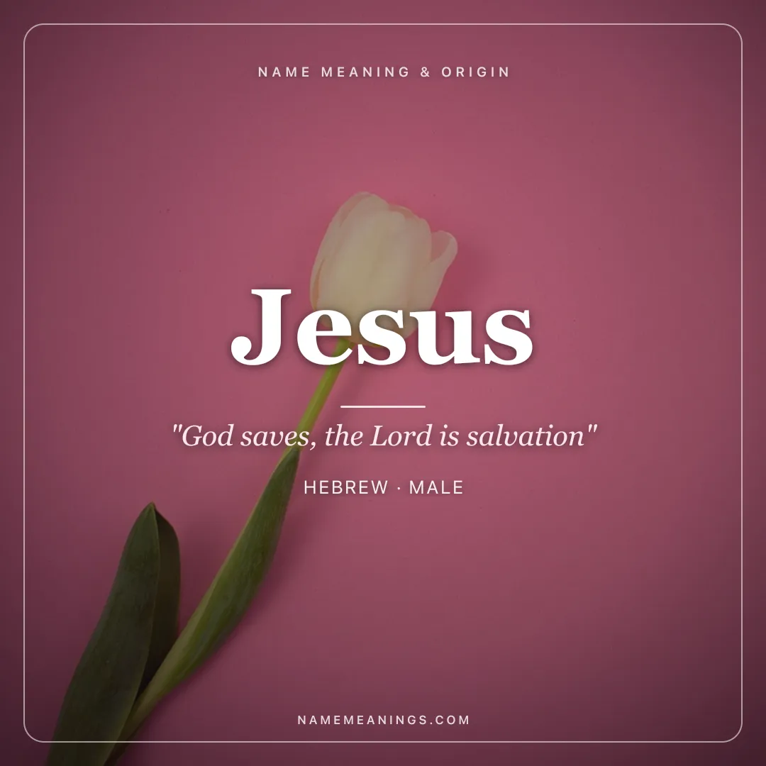 Jesus name meaning "God saves, the Lord is salvation" - Hebrew, Aramaic male name share card | NameMeanings