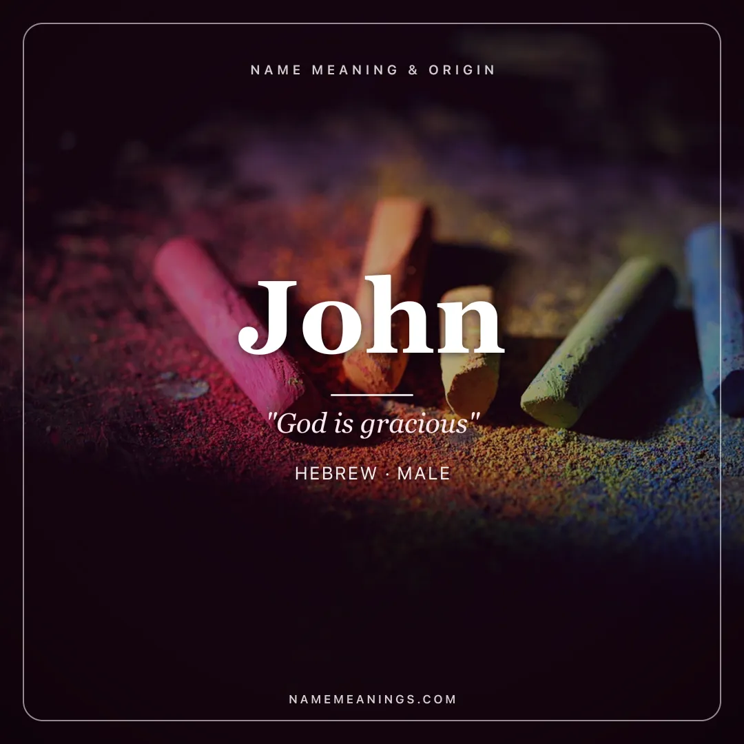 John name meaning "God is gracious" - Hebrew, Greek male name share card | NameMeanings