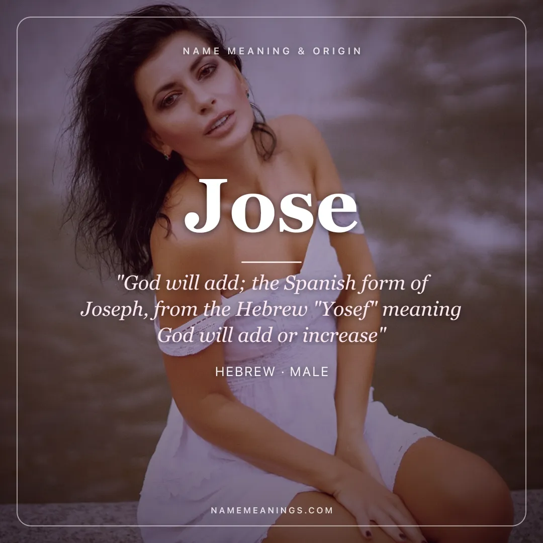 Jose name meaning "God will add; the Spanish form of Joseph, from the Hebrew "Yosef" meaning God will add or increase" - Hebrew male name share card | NameMeanings