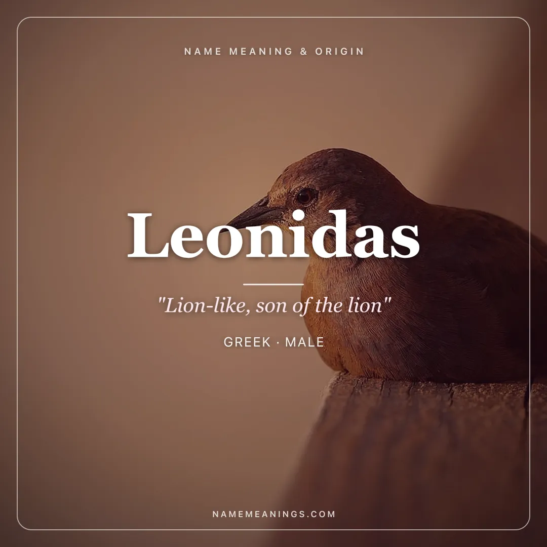 Leonidas name meaning "Lion-like, son of the lion" - Greek male name share card | NameMeanings