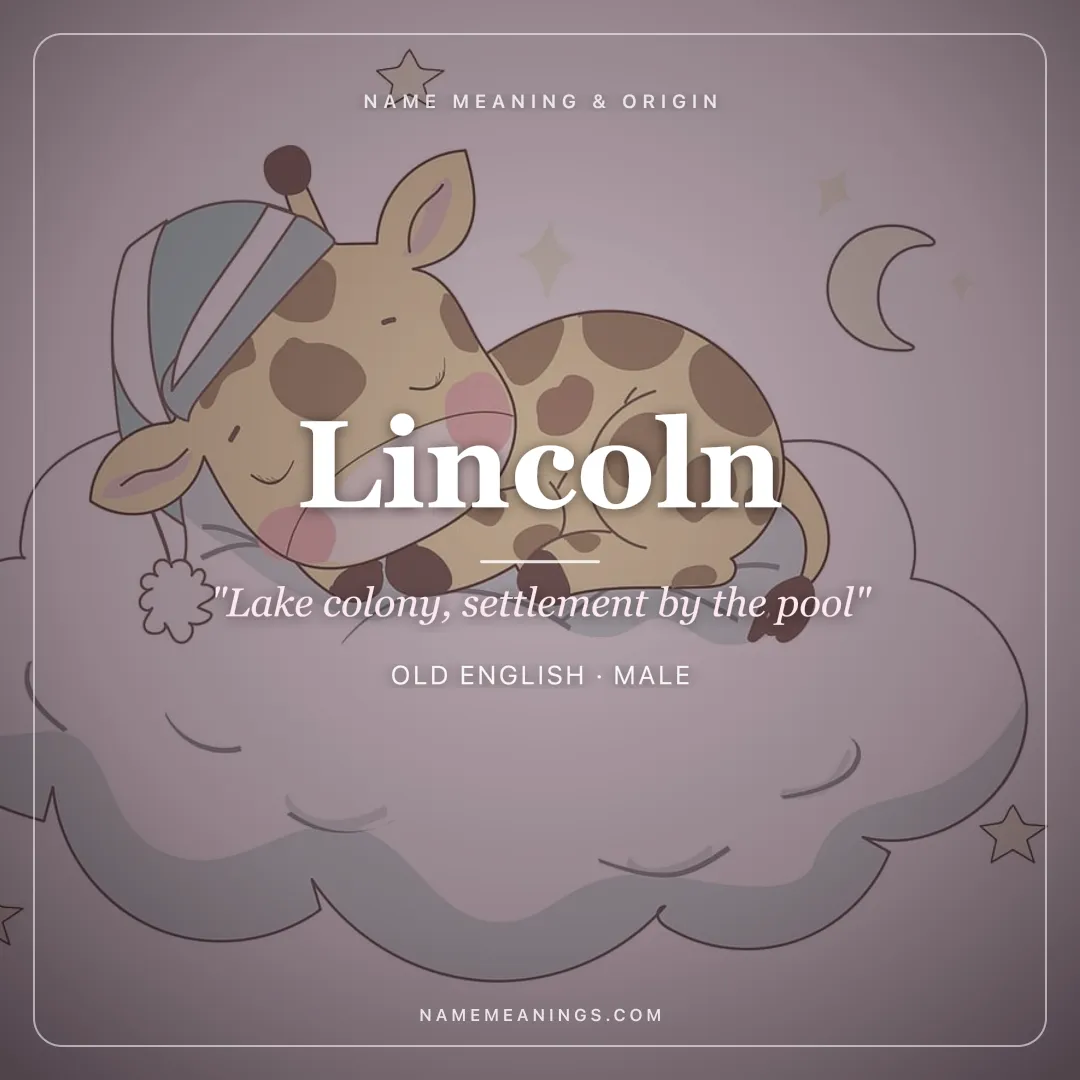 Lincoln name meaning "Lake colony, settlement by the pool" - Old English male name share card | NameMeanings
